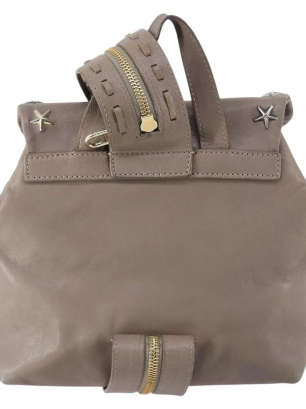 Jimmy Choo Studs Backpack Leather Beige Gold Auth BA7708 - Picture 3 of 16